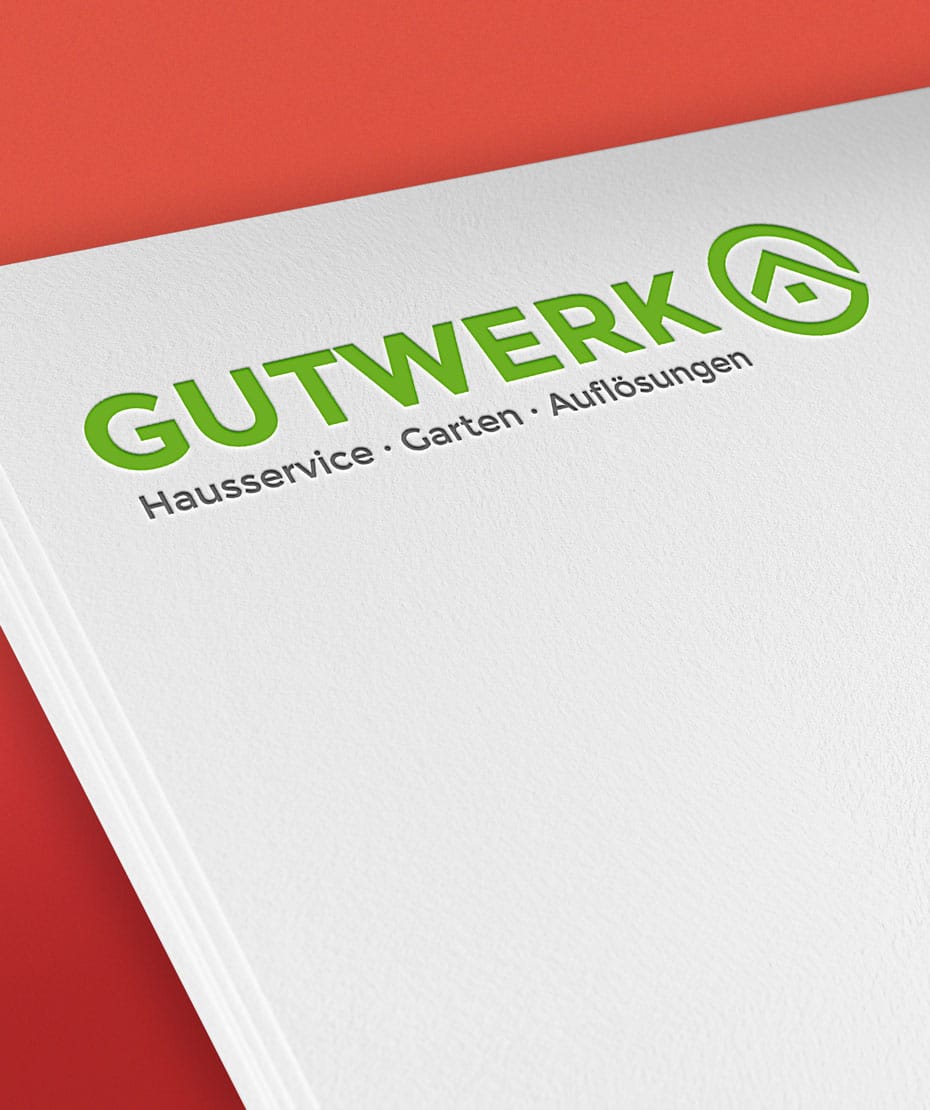 Logo-Design auf Papierbogen - Fa. Gutwerk