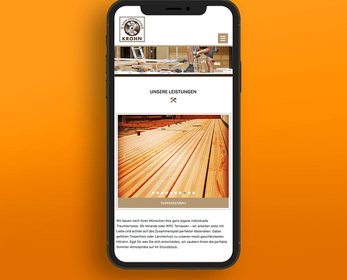Gestaltung einer Webseite für "Wood Construction Krohn"