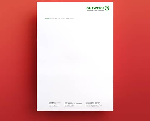 Briefpapier mit Logodesign - Fa. Gutwerk
