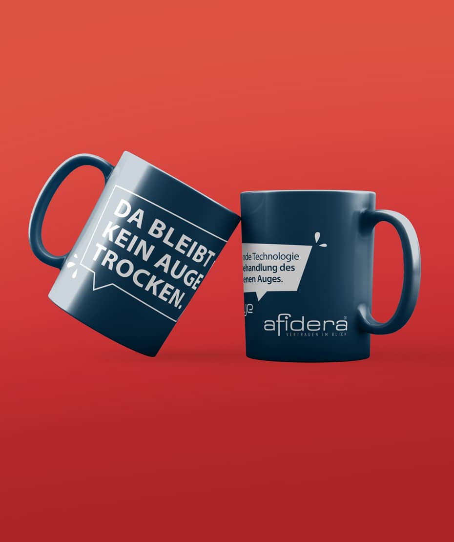 Gestaltung Kaffeetasse für Afidera als Werbeartikel