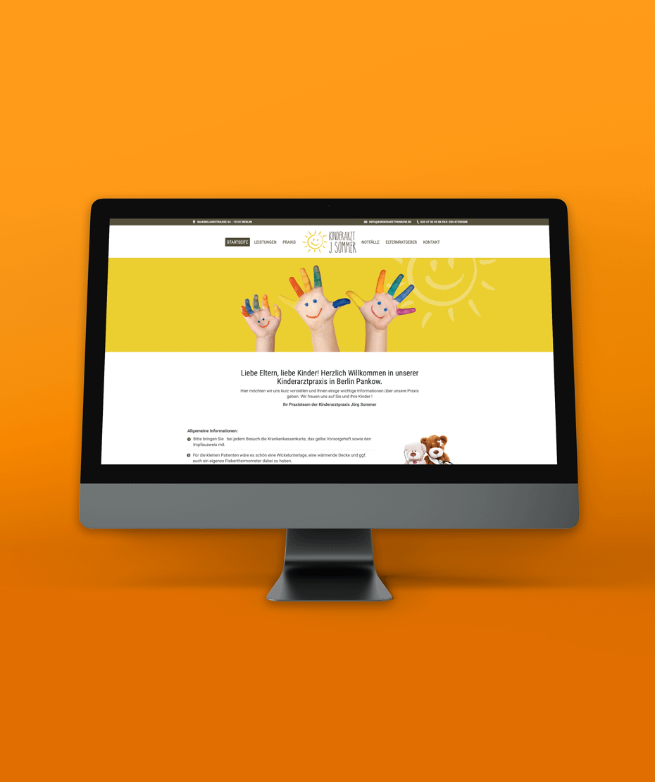 Design und Programmierung einer Webseite für "Kinderarzt J. Sommer"