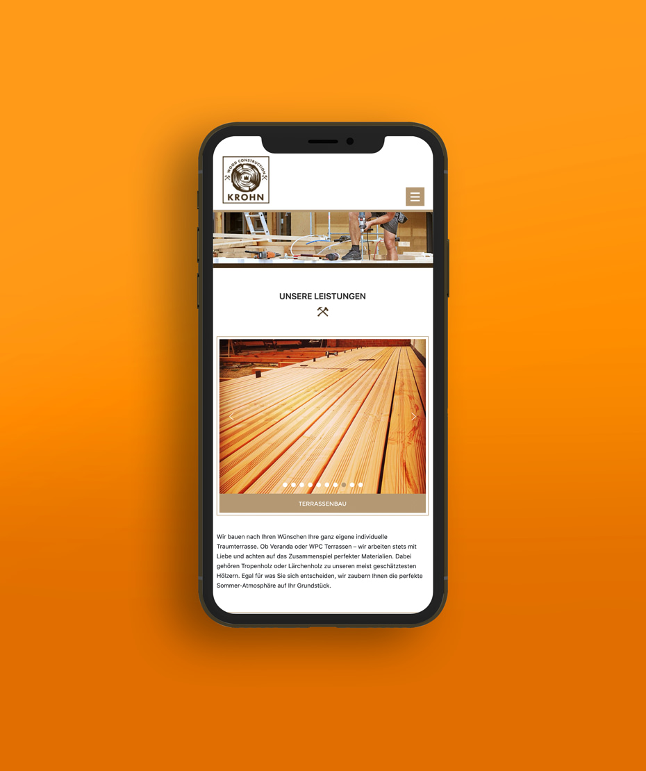 Gestaltung einer Webseite für "Wood Construction Krohn"
